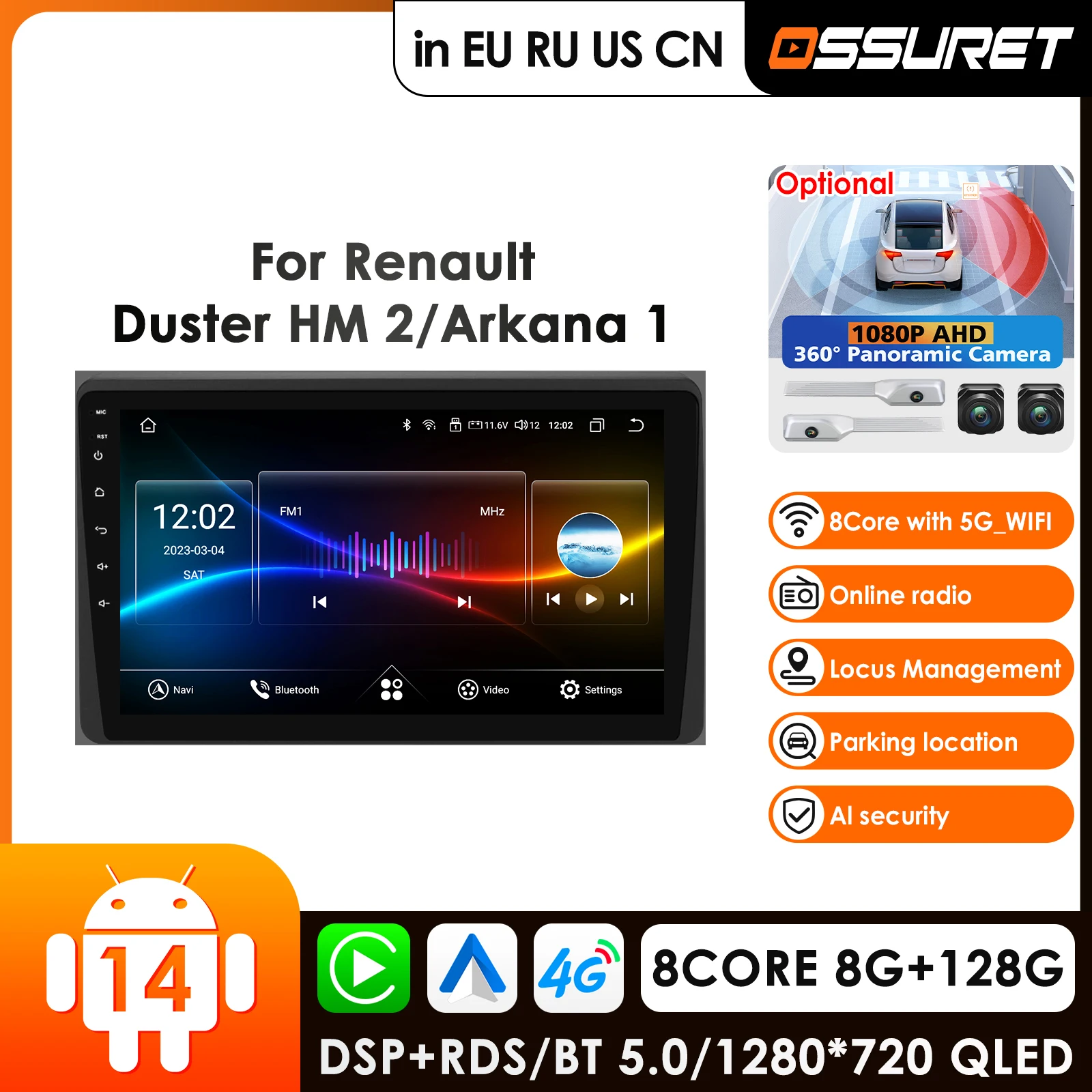 Carplay 4G AI Systems Android 14 Car Radio For Renault Duster HM 2 II Arkana I Car Multimedia Video Player GPS 2din Autoradio BT