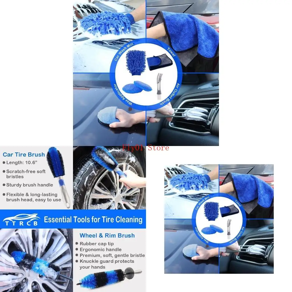 

18 шт. Чистящая кисточка набор автомобильных пыли Dust Clean Clean Tool Комплект для очистки электрической буриль для воздушных