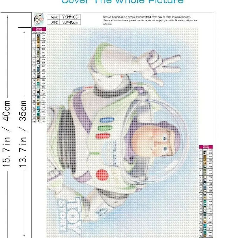 1PC Buzz Lightyear Toy Story Diamond Painting Kit, 5D DIY Full Drill Crystal Rhinestone Diamond Art Set untuk Anak-anak & Dewasa, Kartun