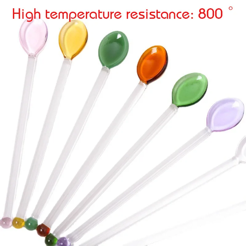 INS Style Stained Glass Tea Spoons Colorful Long Handle Coffee Scoops Glass Stirring Spoons Home Kitchen Coffeeware Tableware