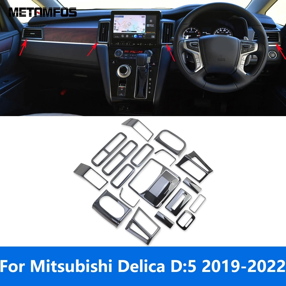 

Interior Accessories For Mitsubishi Delica D:5 2019-2022 Air Vent Outlet Trim Door Handle Bowl Cover Cup Holder Read Light Cover