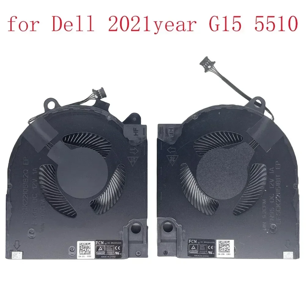 HJ Reemplazo de computadora portátil Nueva CPU y ventilador de refrigeración GPU para Dell 2021 año G15 5510 RTX3060 G15 5510 RTX3050 G15 5511 RTX3050 Series Fa