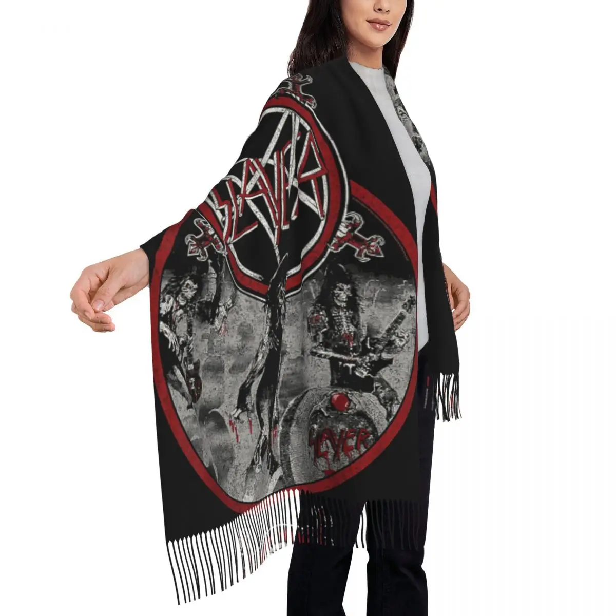 Heavy Metal Rock Slayer Live Undead Scarf Tassel Scarves for Women Soft Warm Shawls and Wraps Long Fall Winter Shawl Wrap