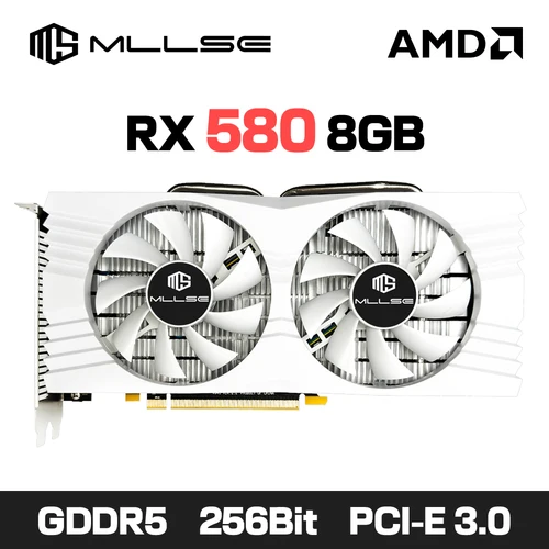 MLLSE AMD Radeon RX 580 8GB 2048SP tarjeta gráfica para juegos GDDR5 256Bit PCI-E 3,0 × 16 8Pin Radeon GPU Rx 580 8g tarjeta de vídeo para juegos