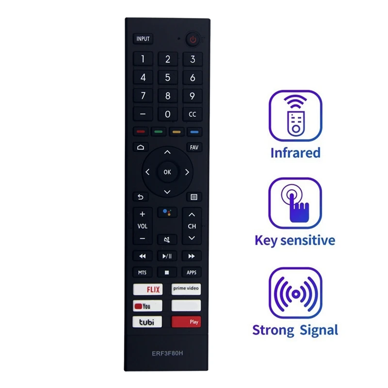 Controle remoto para tv led inteligente, substitua erf3f80h, para hisense smart tv a6 série 43a53fua 50a53fua 55a53fua 65a53fua 60a53fua 50a66fua