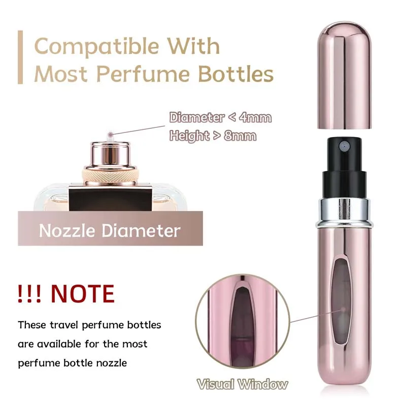 5ml Portable Mini Refillable Perfume Bottle With Spray Scent Pump Empty Cosmetic Containers Atomizer Bottle For Travel