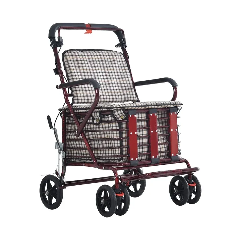 The elderly can take a small trolley for walking, and the lightweight folding shopping cart