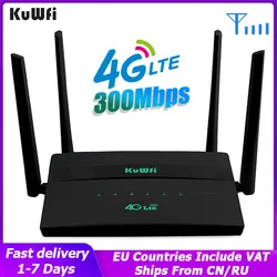 Kuwfi 4G Wifi Router 300Mbps Draadloze Sim Router Met Simkaart Slot Modem Ondersteuning 32 Gebruiker Wifi Repeater 4 Antennes Vpn Instelling