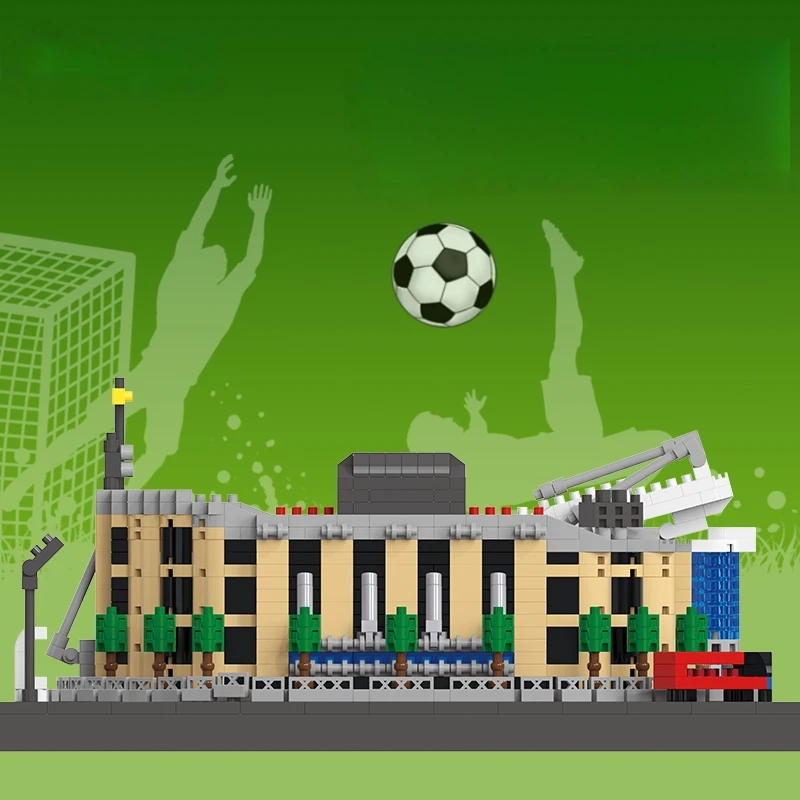 Conjunto de blocos de construção de modelo de campo de futebol, 2436 peças, ornamento criativo, decoração de mesa, presente surpresa de feriado