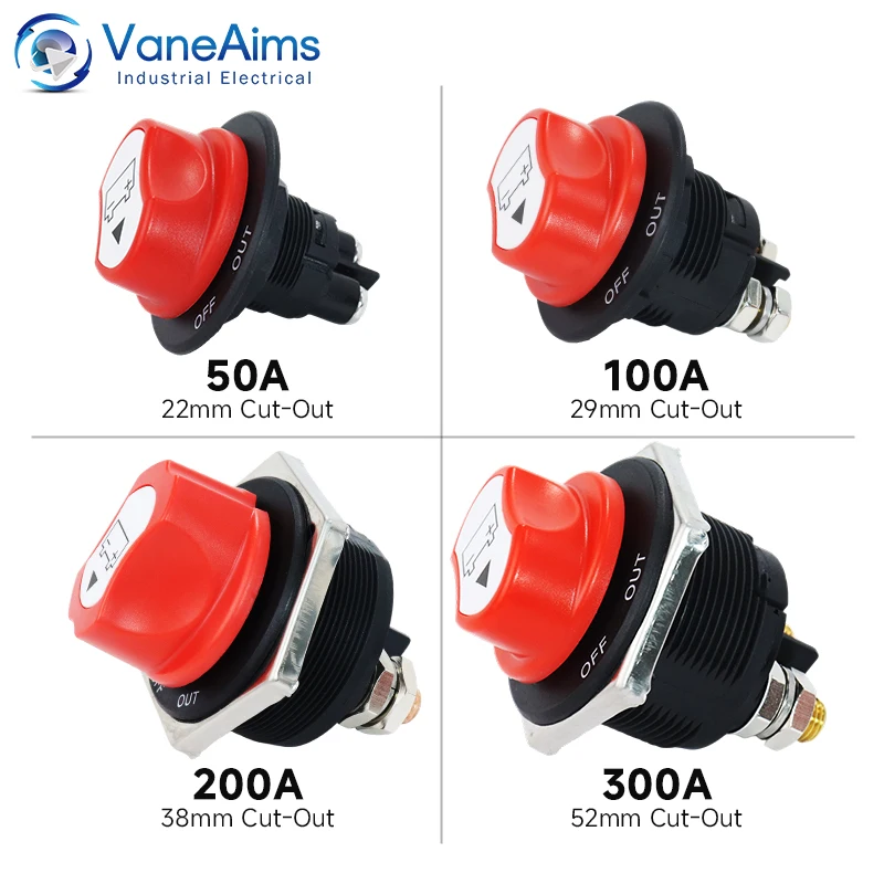 50A 100A 200A 300A DC32V Car Battery Disconnect Switch Cut Off Isolator Switch 12V 24v For RV Motorcycle Truck Car Boat