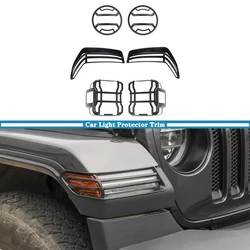 Car Taillight Headlight Cover Trim Wheel Eyebrow Lamp Protector for Jeep Wrangler JL JT Gladiator 2018-2023 Interior Accessories