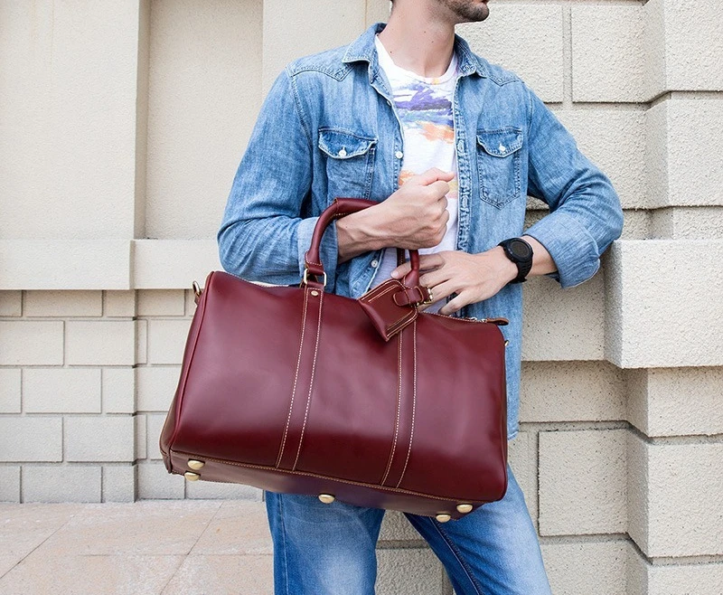 

Retro Travel Handbags Travel Luggage Unisex Casual Fashion Burgundy Luggage Bags, Versatile, Simple and Fashionable