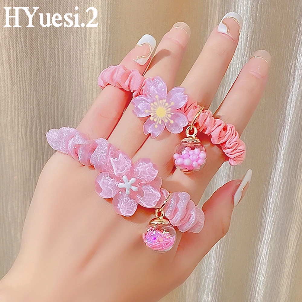 Kawaii Bear Rabbit Flower Beaded Hair Ties Elastic Cartoon Ponytail Holders Rubber Bands Hair Ropes For Baby Girls Toddler