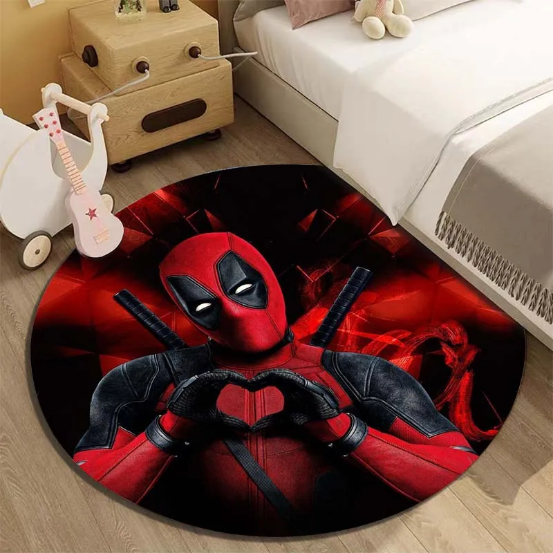 5 Sizes Marvel Deadpool Printed Round Carpet Living Room Sofa Table Carpet Large Pet Mat Soft Round Rug Home Decor Holiday Gifts