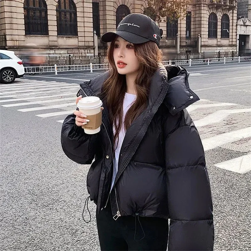 Short Cotton Padded Jacket Women Parkas 2025 Winter New Hooded Down Coat Bread Outerwear Korean Cotton coat Thick Outcoat Female