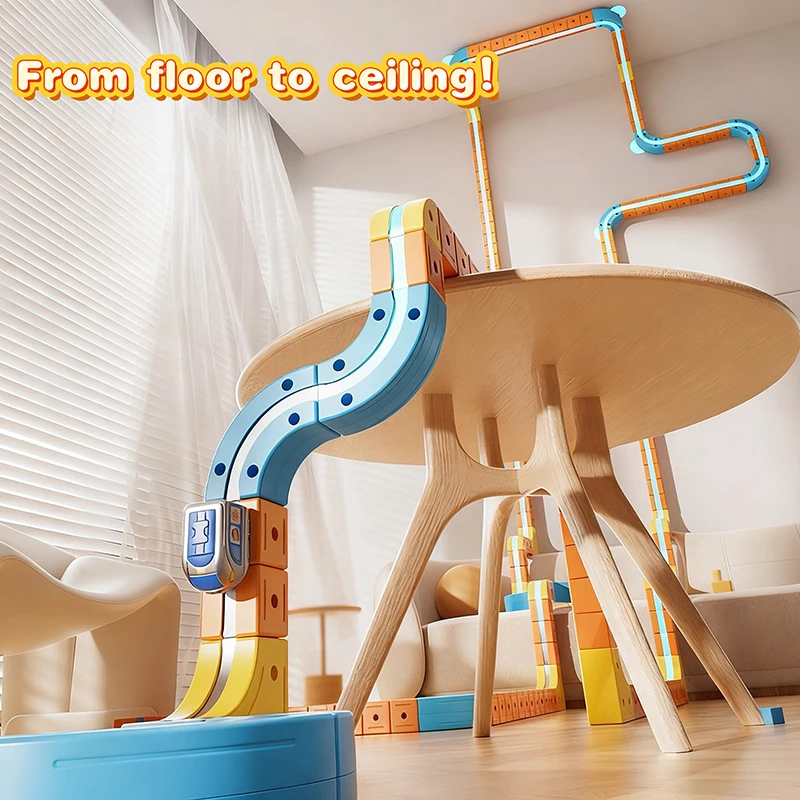 لغز الأطفال كوب الشفط الكهرومغناطيسي عالي السرعة مسار السكك الحديدية مكعب الصبي لتقوم بها بنفسك لعبة التجميع المغناطيسي هدية الكريسماس #5