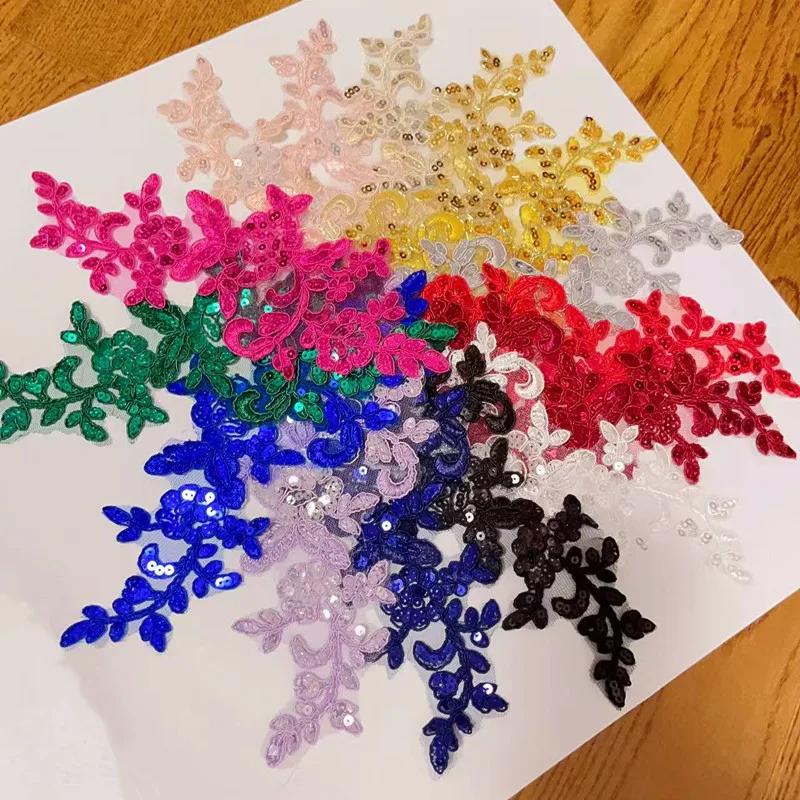 20 قطعة 9 ألوان اختيارية عالية الجودة الترتر التطريز بقع الدانتيل ، فستان الزفاف اليدوية إكسسوارات ديكور الخلفية