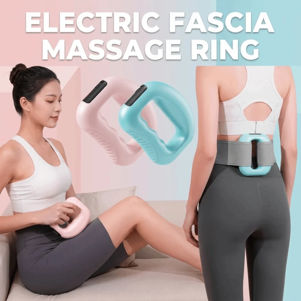 Ergonomic Electric Fascia Massage Ring 5 Adjustable Speed Fat Burning Muscle Handheld Massager with Belt Low Noise