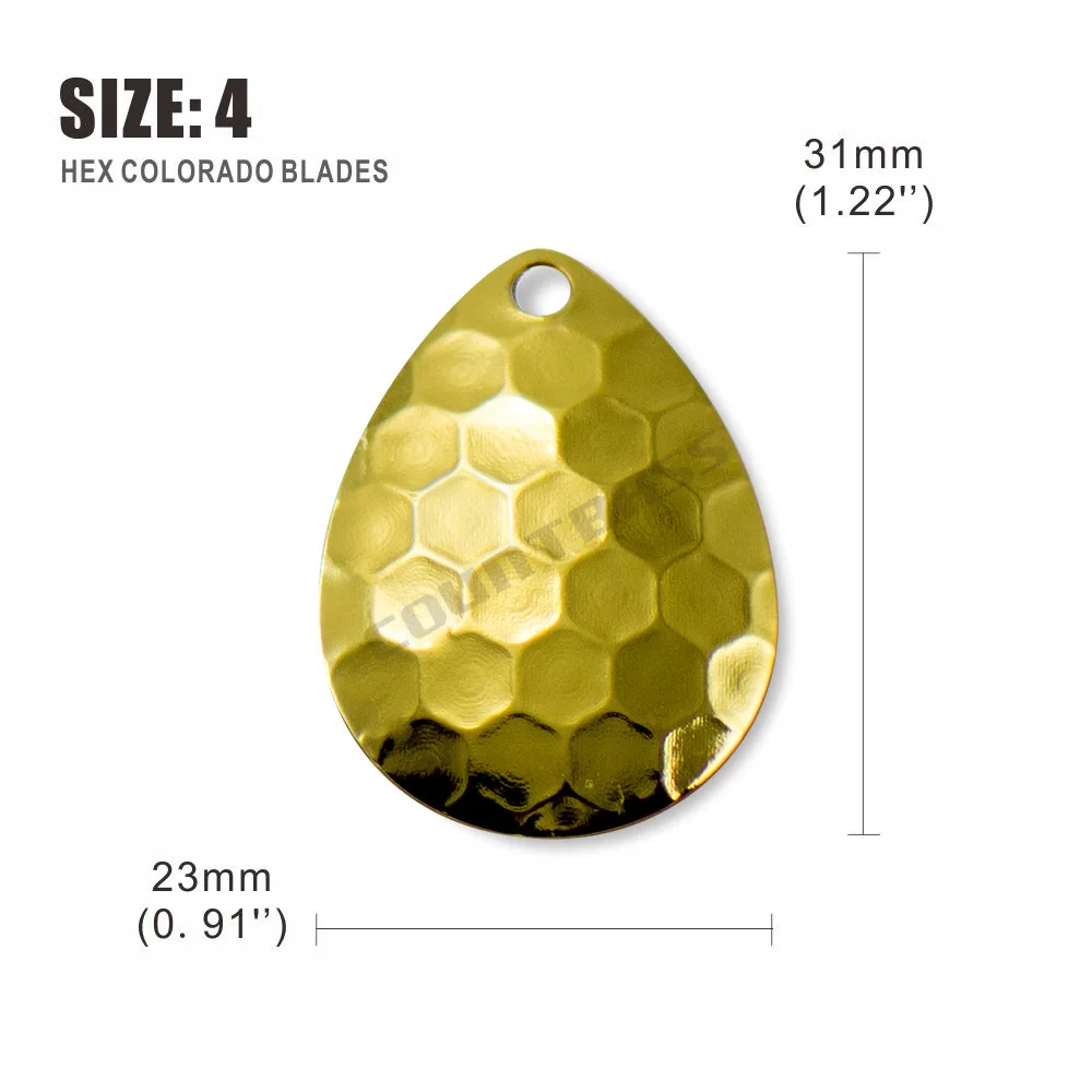Countbass 50pcs Size 2-5 Gold Plating Steel Colorado Spinner Blades Hex Pattern Premium Quality Tackle Craft view 5