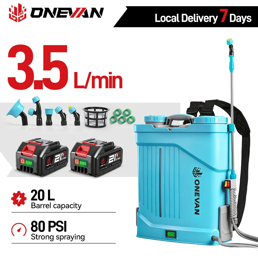 ONEVAN 20L Hochleistungs-Elektrosprüher für Landwirtschaft, Garten und Rasen, Sprühgerät mit Tragerucksack, kompatibel mit Makita 21V Akku.