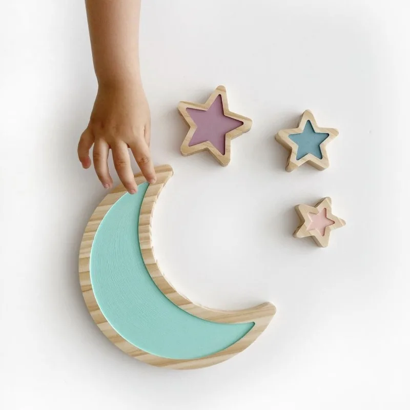 Home Decoration Shooting Wood Moon Planet Star Decoration Children\'s Room Soft Decoration Wall Decoration