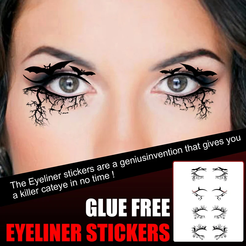 Eyeliner Sticker Eye Tattoo Waterproof Disposable Eyeshadow Eyeliner Face Bat Sticker Halloween Decoration Makeup