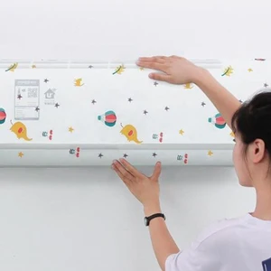 2 قطعة مكيف هواء غطاء غبار مثبت على الحائط مروحة عالمية الحد الأدنى الإبداعي الكرتون قابل للغسل غطاء مكيف الهواء أفضل 10 مصانع حماية لمكيفات الهواء - رقم 3