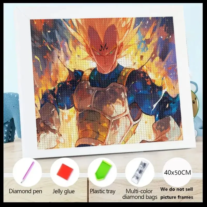 

1 шт. 5D полная дрель DIY комплект алмазной живописи, 40x50 см динамический шар дракона Z Majin Vegeta Super Saiyan аниме искусство, хрустальный горный хрусталь