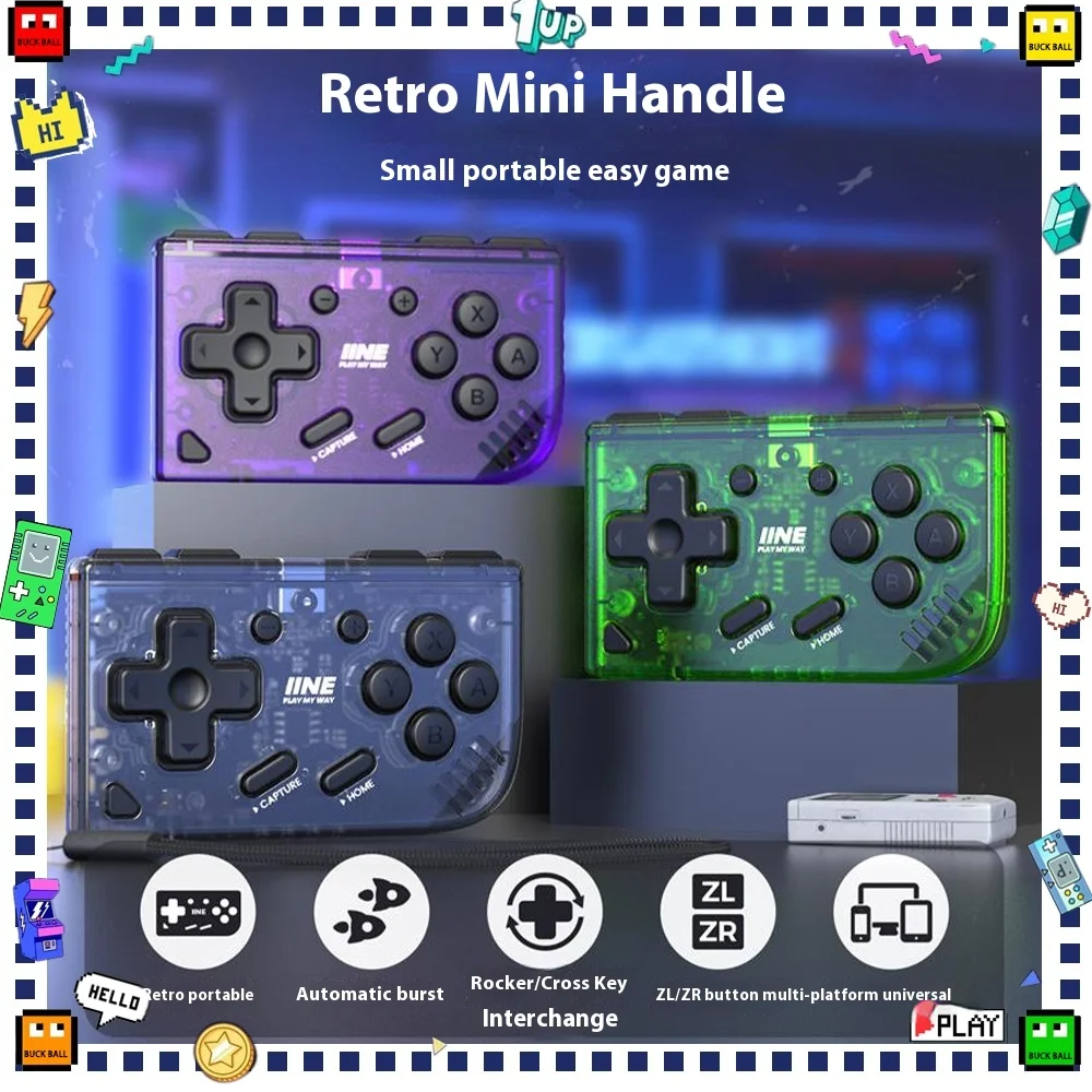 Line Mini Retro Game Controller Button Joystick 2 in 1 Multi-Platform Custom Portable Handheld Gamepad PC Phone Switch Accessory