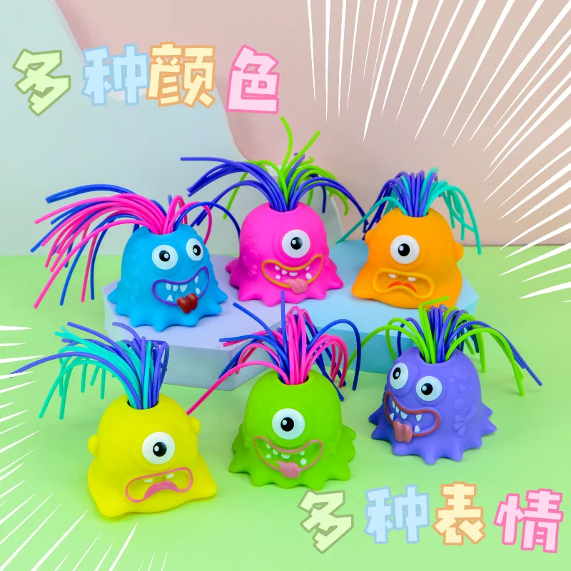 Halloween Screaming Monster Pop Pull Its Hair Anti Stress Relif Toy Child Puzzle Fun Vent Toy New Unique Tricky Children's Gift