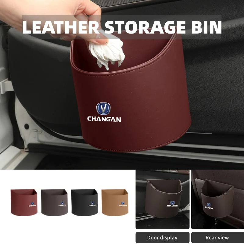 Leather Car Door Storage Organizer Trash Can Garbage Box For Changan CS75 CS35 CS15 CS55 CS95 CS85 CX70 EADO CX20 Alsvin