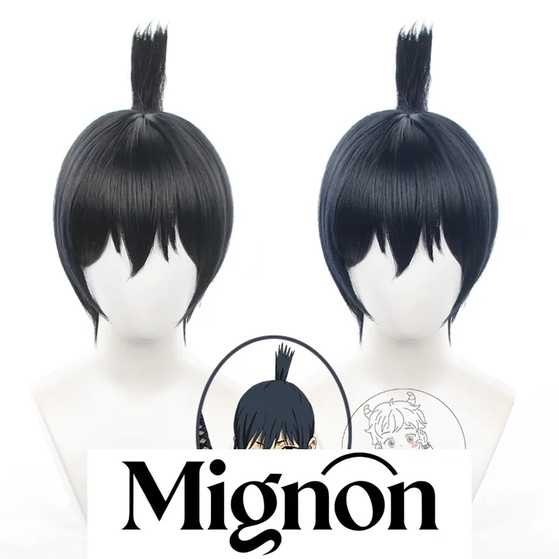 

Человек с бензопилой Аки Хаякава, парик для косплея, черный, синий, встроенный хвост, короткие волосы, подарок на Хэллоуин