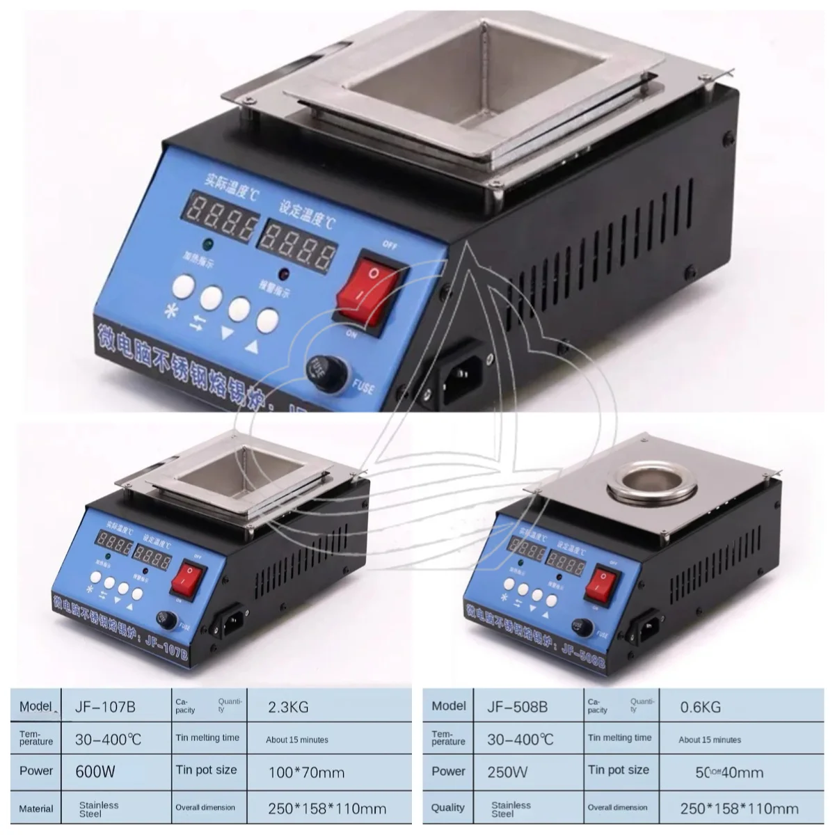 220V Electric Solder Melting Pot, 30-400℃ Stepless Temperature Adjust Furnace for Electronic Welding and Disassembly Work