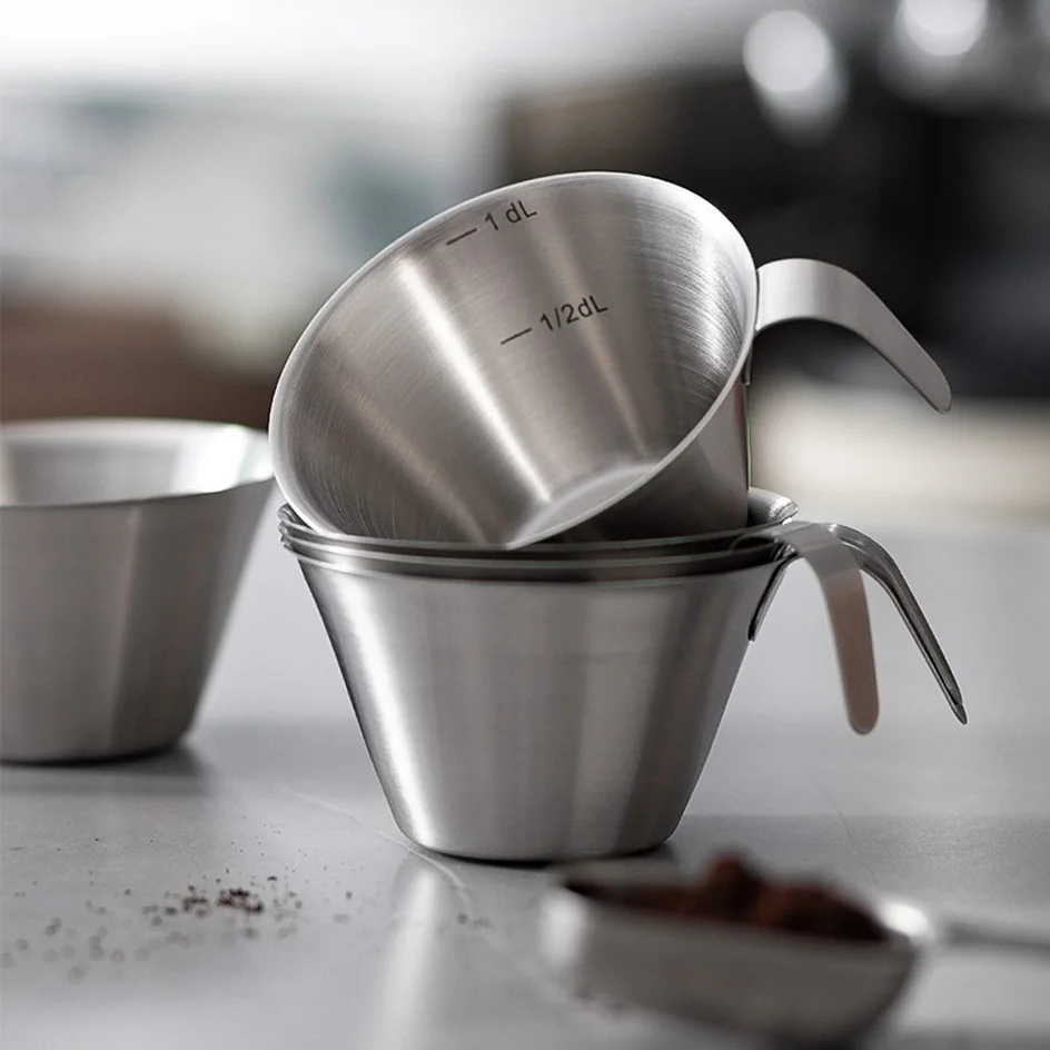 100ML Espresso Measuring Cup Stainless Steel Coffee Measuring Jug with Handle & Spout Espresso Shot Pot Coffee Accessories