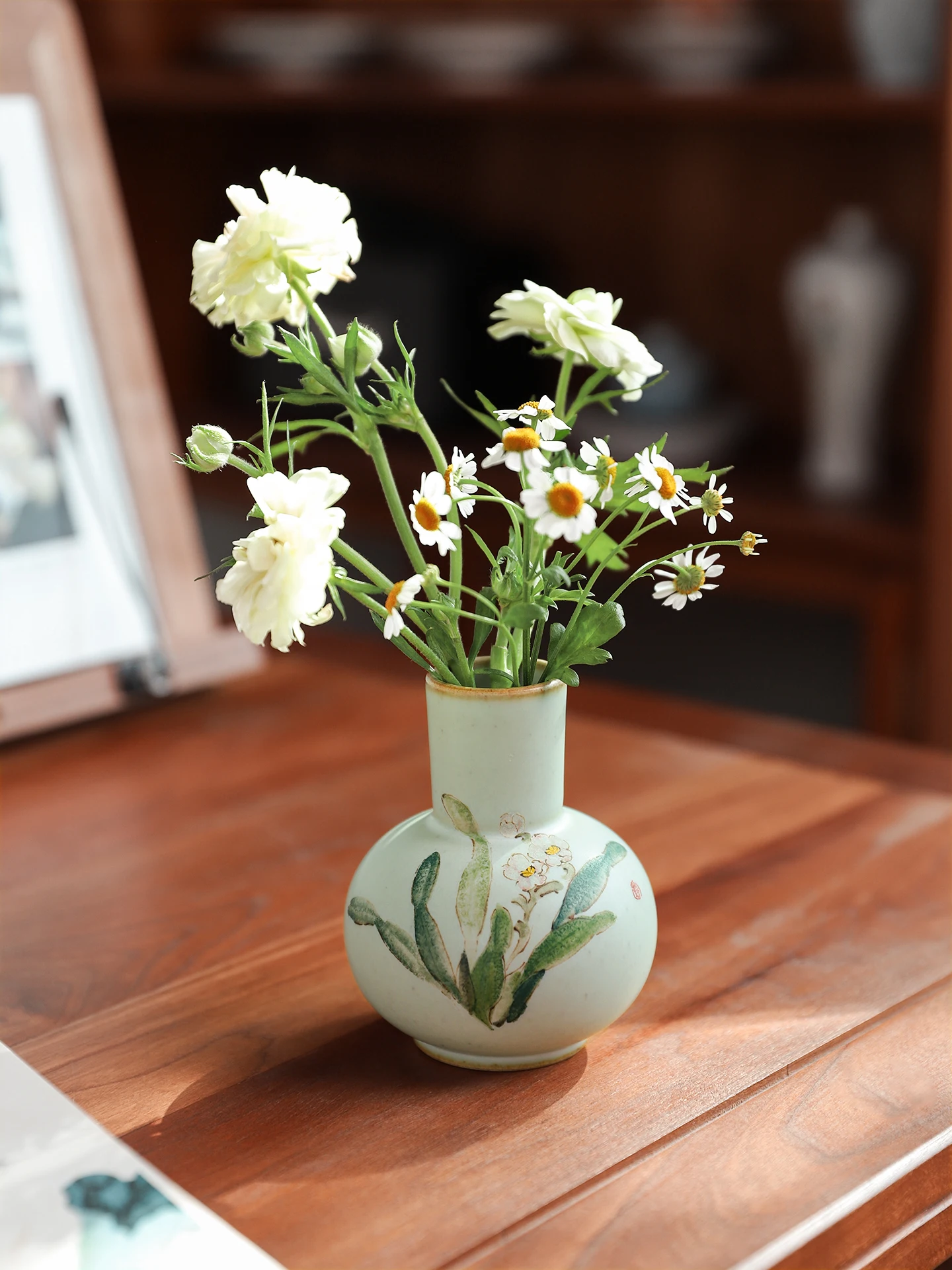 

Керамическая ваза ручной работы в китайском стиле для декора рабочего стола, контейнер для водных растений, расписанный вручную цветочный аранжировщик из Цзиндэчжэня