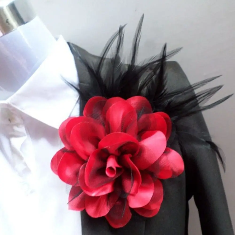 

Fabric Handmade Accessories Large Flower Brooch Suit Sweater Coat Solid Color Corsage Wedding Party Decor