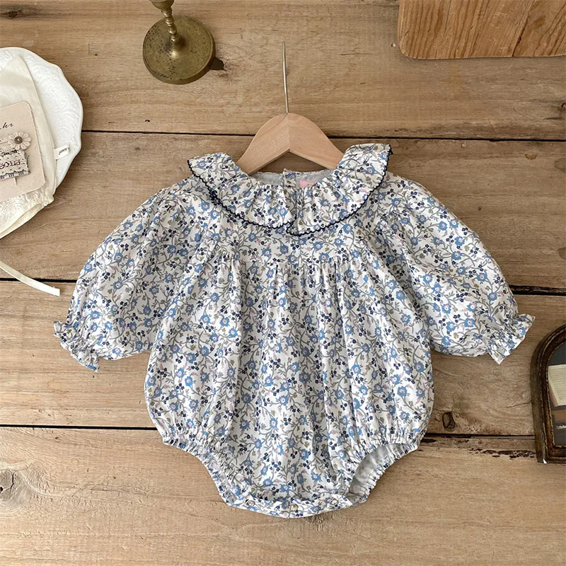 

Новинка 2023 года, весенняя детская одежда для детей от 0 до 24 месяцев, комбинезон для маленьких девочек, хлопковый комбинезон с длинными рукавами и цветочным принтом для маленьких девочек