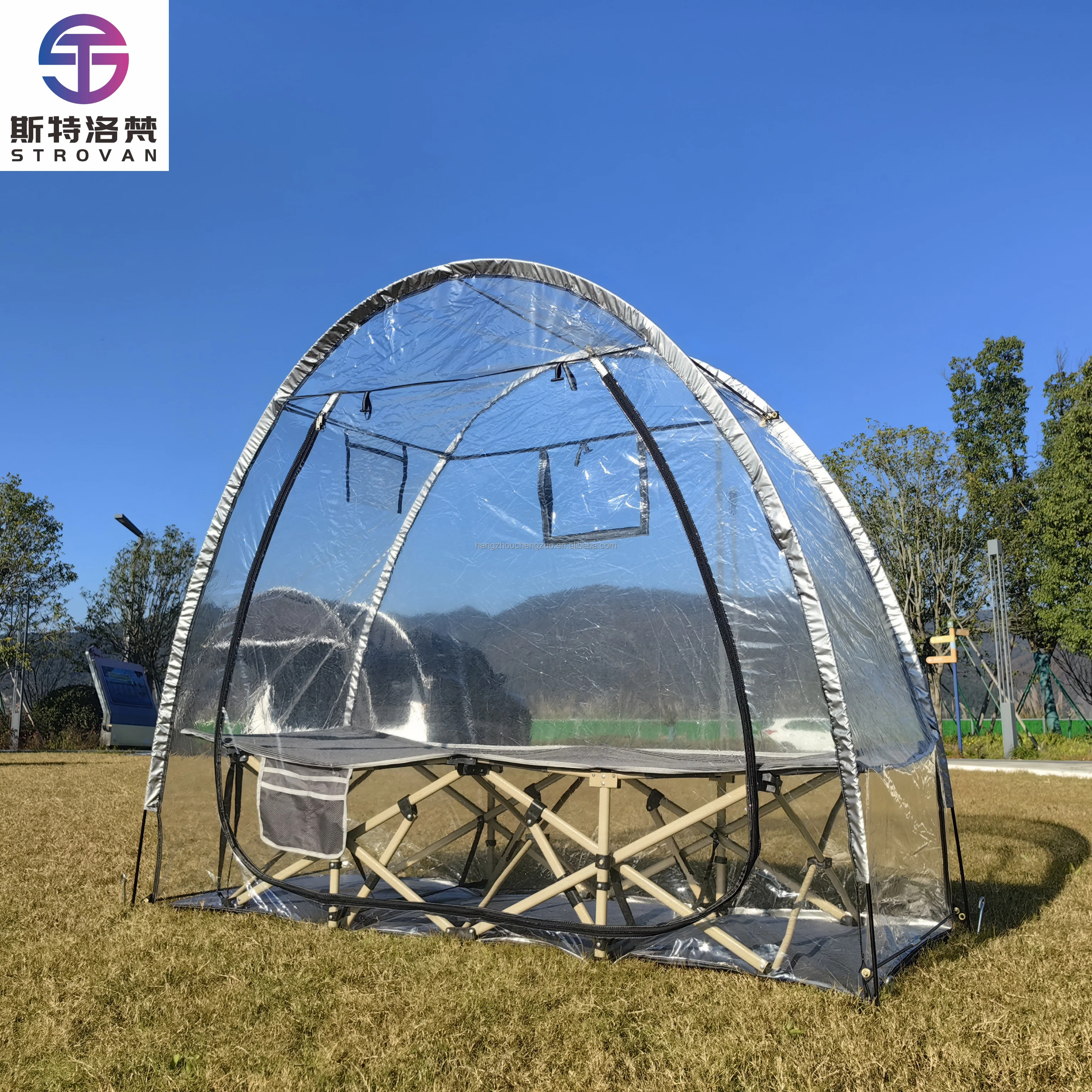 

STLF LZS Sports Tent - Thick PVC, Scratch-Resistant Bubble Clear Tent, Instant Weather Proof Pod Tent for Soccer, Outdoor Events