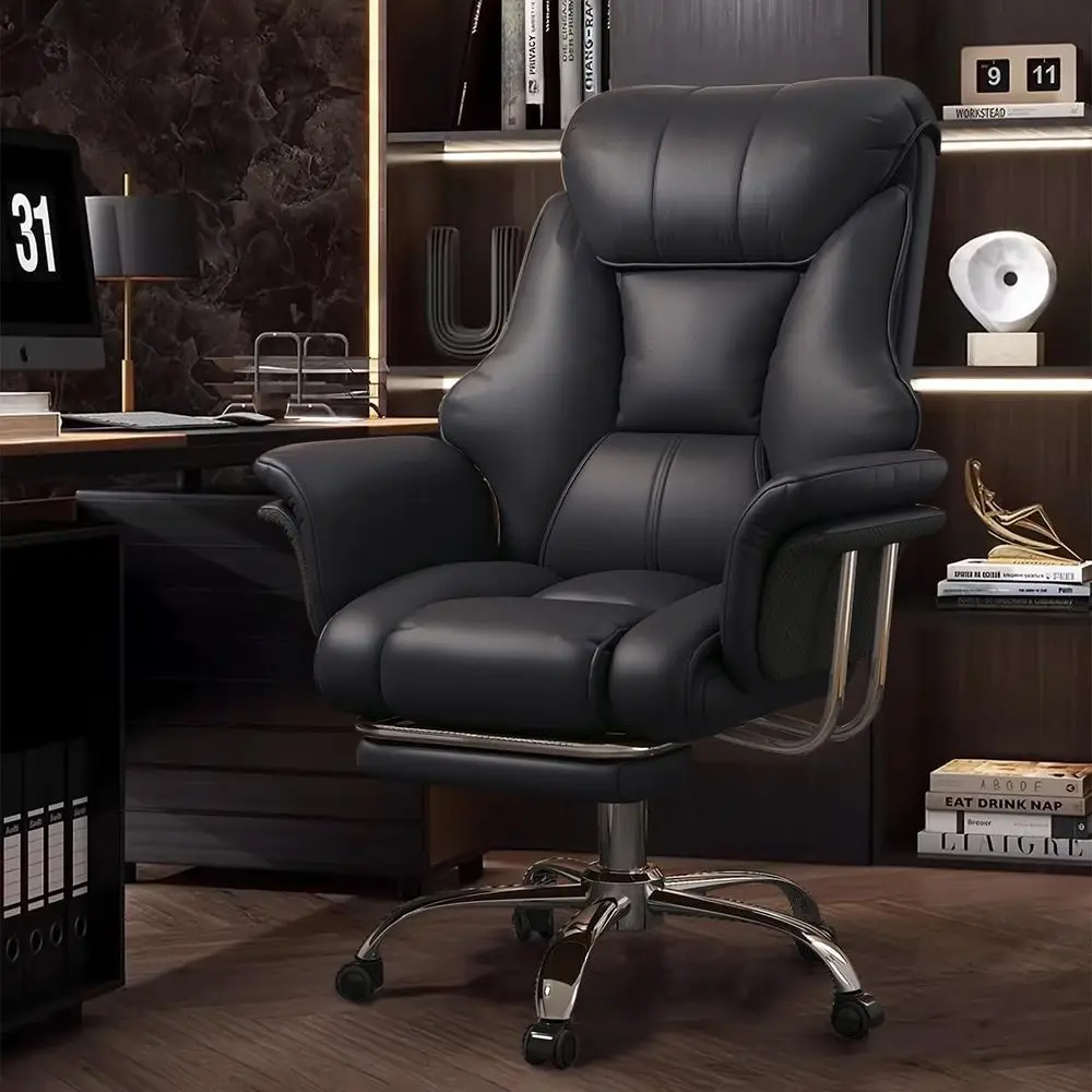

Ergonomic Leather Executive Chair with Wide Seat, Leg Rest, and Adjustable Height for Big and Tall, Supports Up to 550 lbs