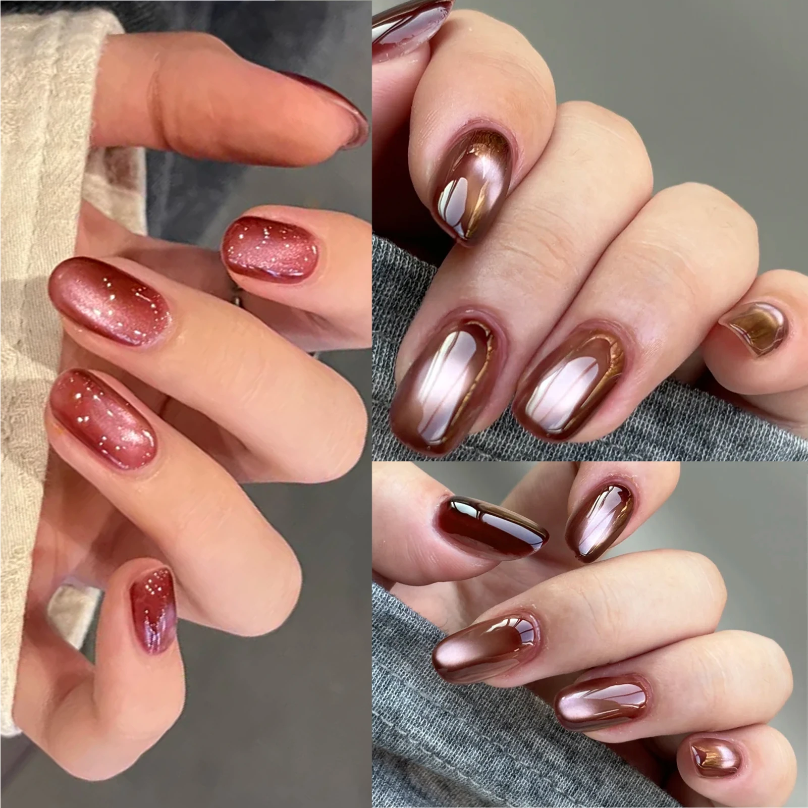 BORN PRETTY 6 Bottiglie HEMA TPO GRATIS Inverno Autunno Perlina di vetro Gatto Set di gel magnetico Rosso scuro Marrone Soak Off Kit di gel UV Salon Set