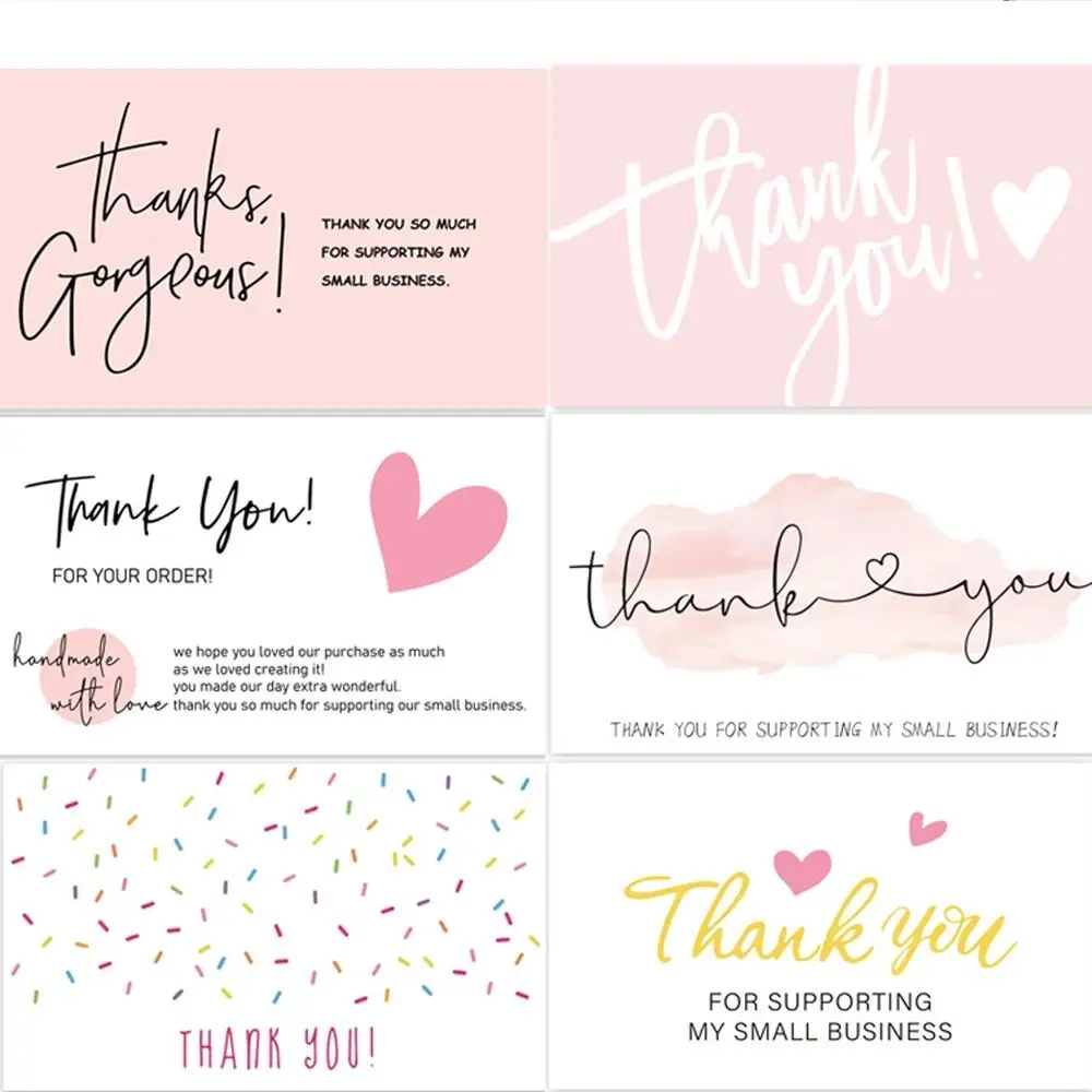 30pcs Pink Thank You Card For Supporting My Small Business Package Decoration 