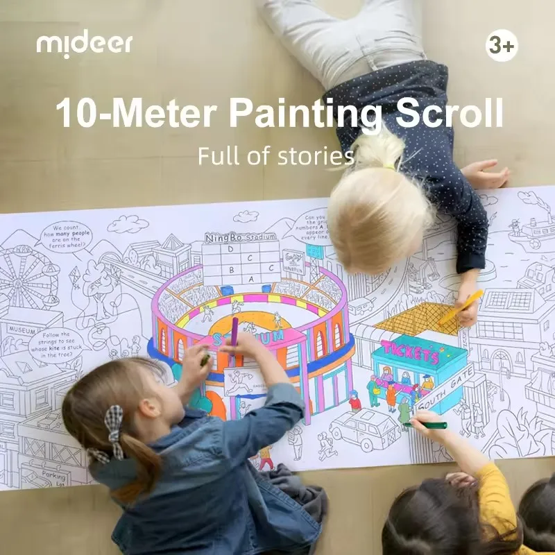 

Mideer 10 Meters Scroll Painting Coloring Roll Children Graffiti Theme Scene Painting Roll City Jungle Kids Educational Toy 3Y+