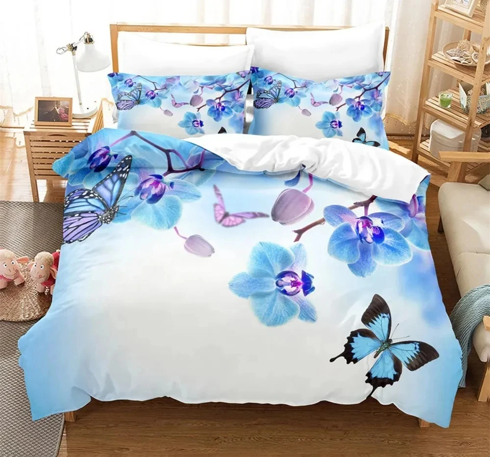 Imagem -05 - Conjunto de Cama de Borboleta Dourada para Adultos Capa de Edredão Preta Luxuosa Capa Impressa 3d Cama Fofa Set200 x 220 Pcs