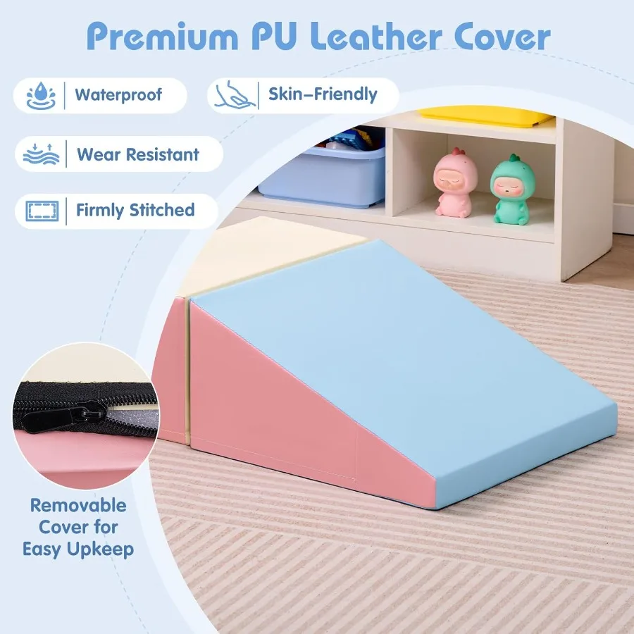 ألعاب التسلق للأطفال الصغار مجموعة لعب لينة لتسلق الزحف انزلاق اللعب النشط في الأماكن المغلقة 2 قطعة كتل التسلق الرغوية للرضع