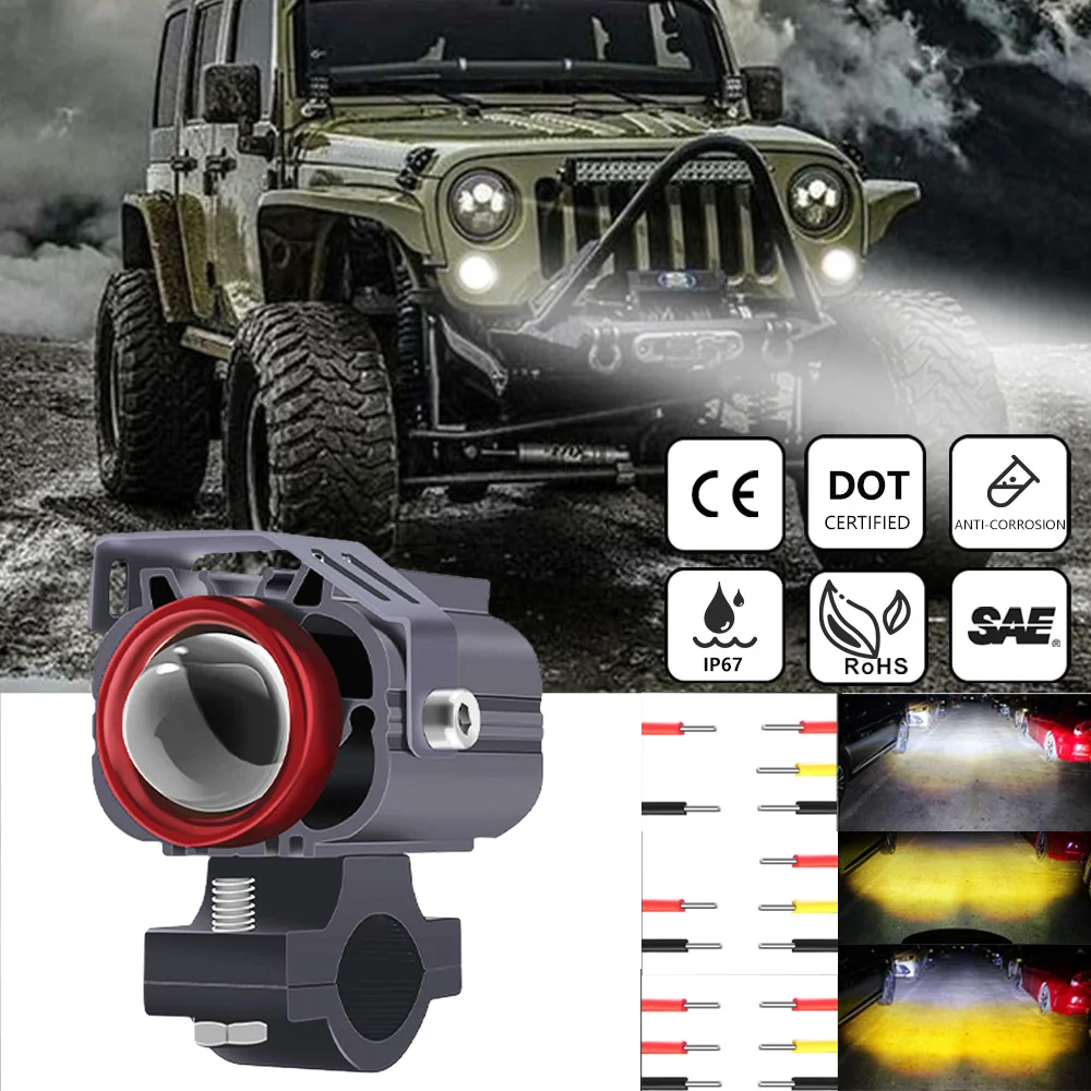 Auxiliary Headlight For Motorcycle LED Light Bulbs Additional Moto Spotlight Long Range External Pitbike Driving Lamp Fog Lights - view 4