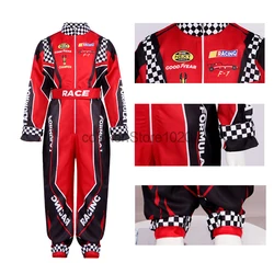 New Adult Kids Racer Cosplay Costume Red Classic One-Piece Training Racing Uniform Suit Children Men Karting Jersey Clothing