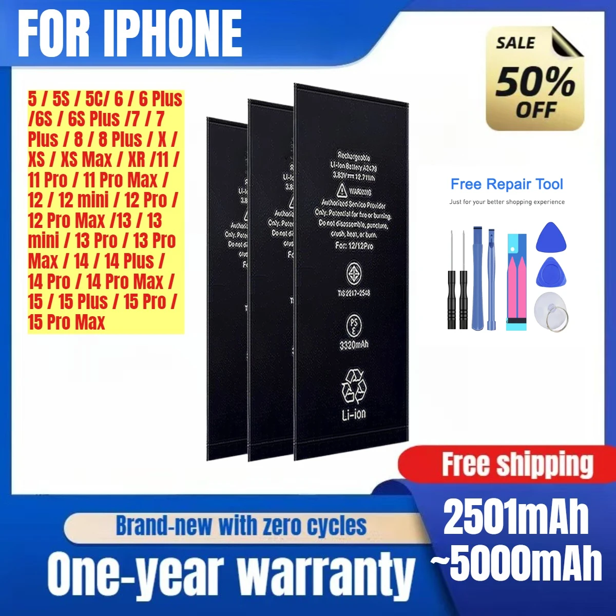 Genuine Applicable To Apple X Mobile Phone Battery Replacement 12Pro/xr/8  High Quality Original  with Tools