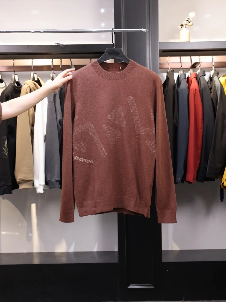 

Homeschooled Pure Wool Knitted Sweater round Ne Waed Fluffy Embroidered Slim Fit Spring Autumn New Arrival Men's Wear