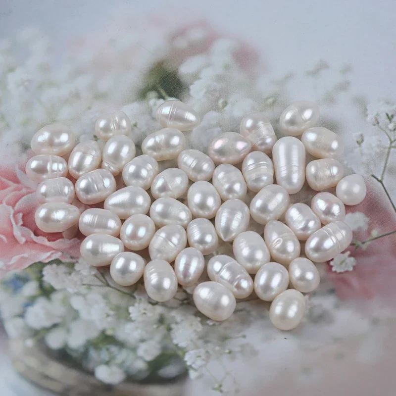 A Grade White Color 7-8mm Freshwater Rice Shape Loose Pearls