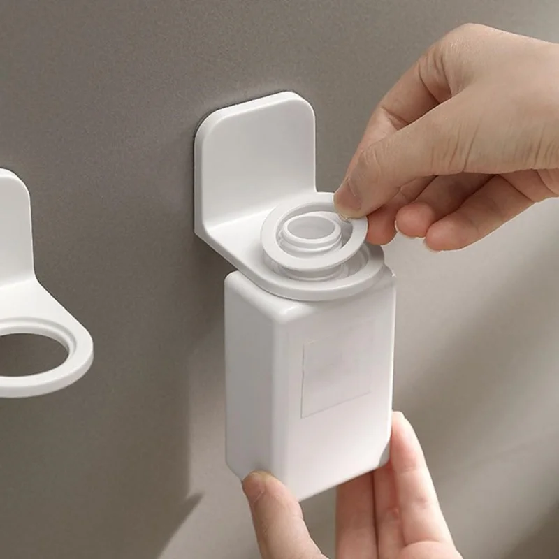 Adjustable Dispenser Bottle Holder Wall Mounted Adhesive Shampoo Lotion Hand Soap Bottle Hanger Bathroom Storage Rack